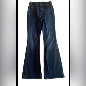 American Eagle Curvy Super High Rise Flare Jeans Blue Next Level Stretch 4 LONG